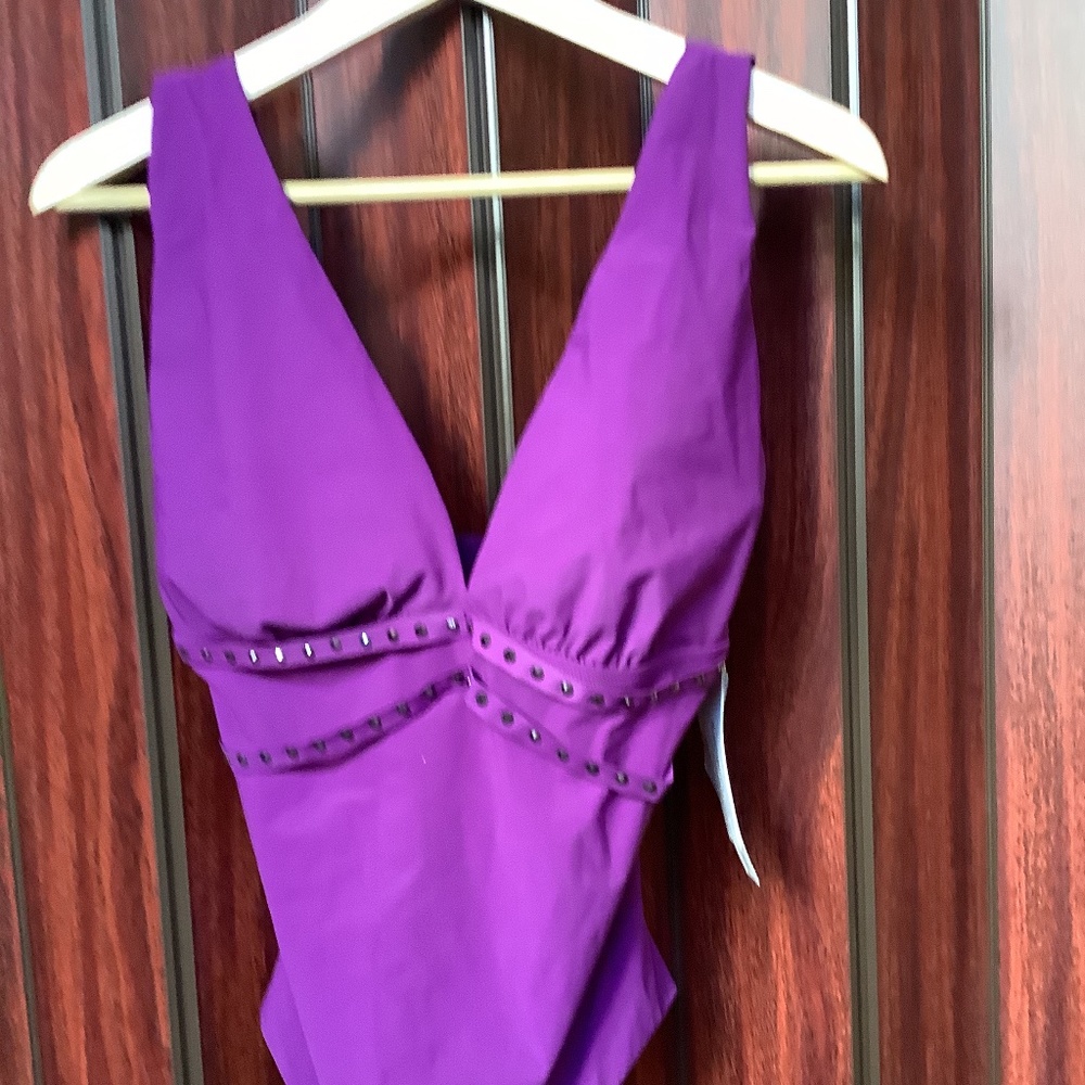 Purple one-piece swimsuit